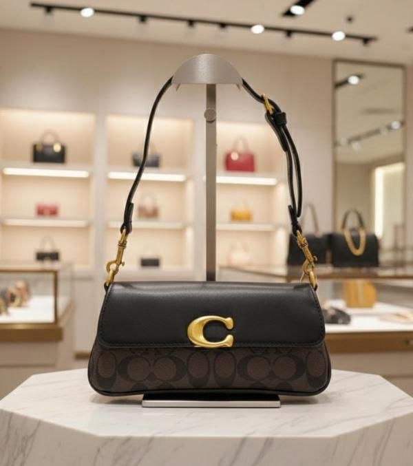 Coach Jet Coffee Black Shoulder Bag (With Box)