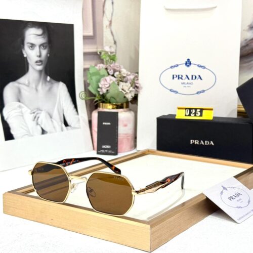 Prada Hexagonal Brown Unisex Sunglass