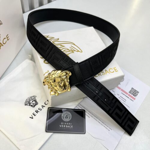 Versace Medusa Head Gold Buckle Black Belt
