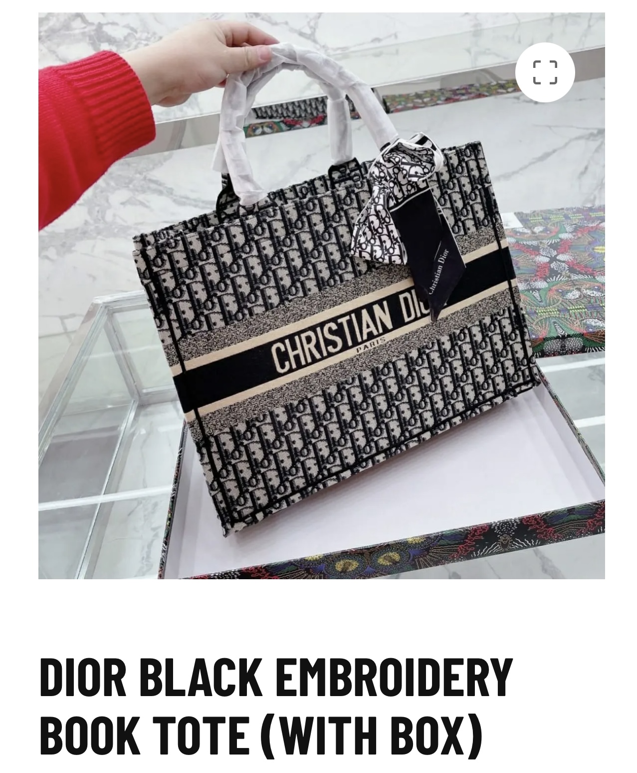 Dior Black Embroidery Book Tote (With Box) photo review